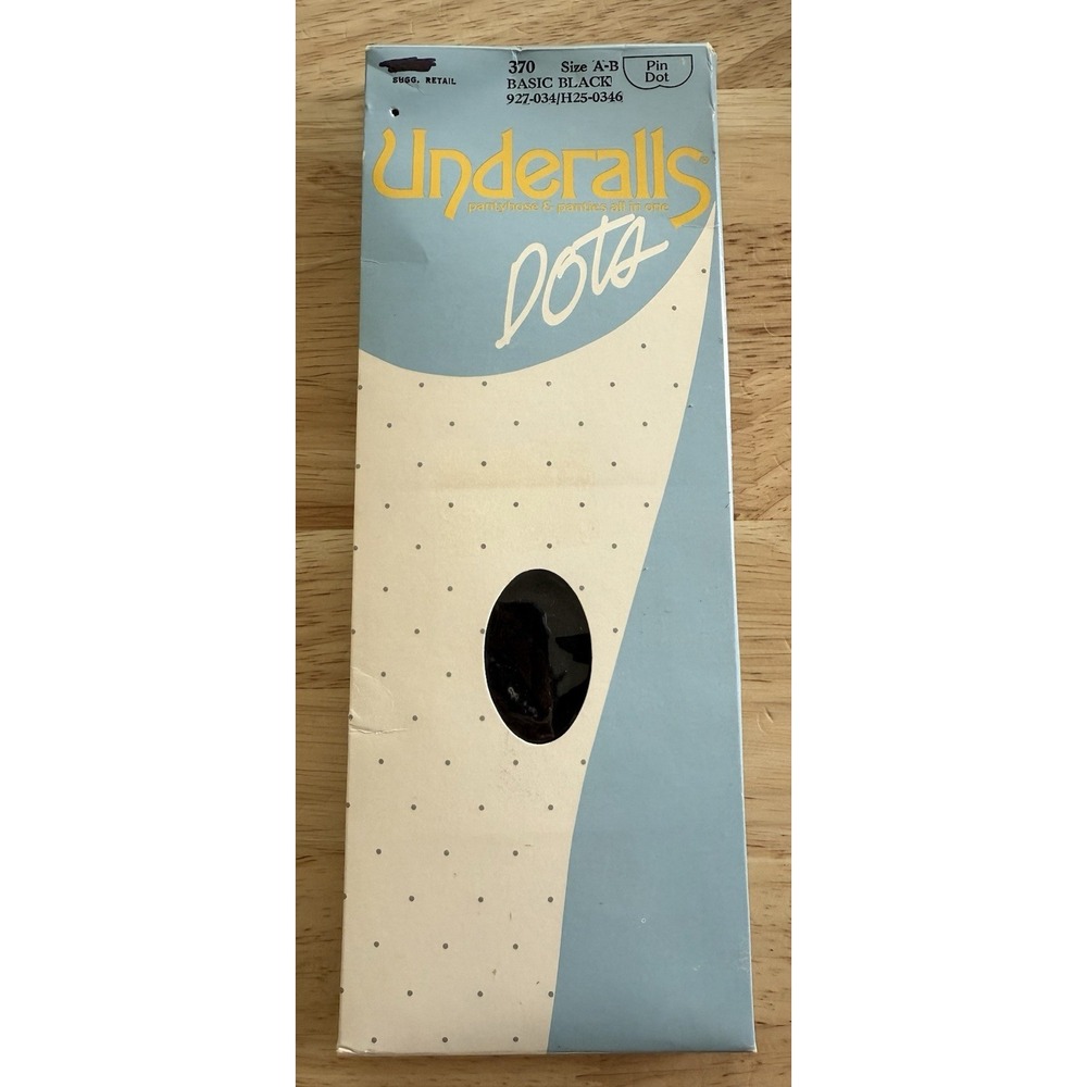 VTG 1986 Underalls Pantyhose And Panties All In One Black Sz AB Pin Dot H25-0346